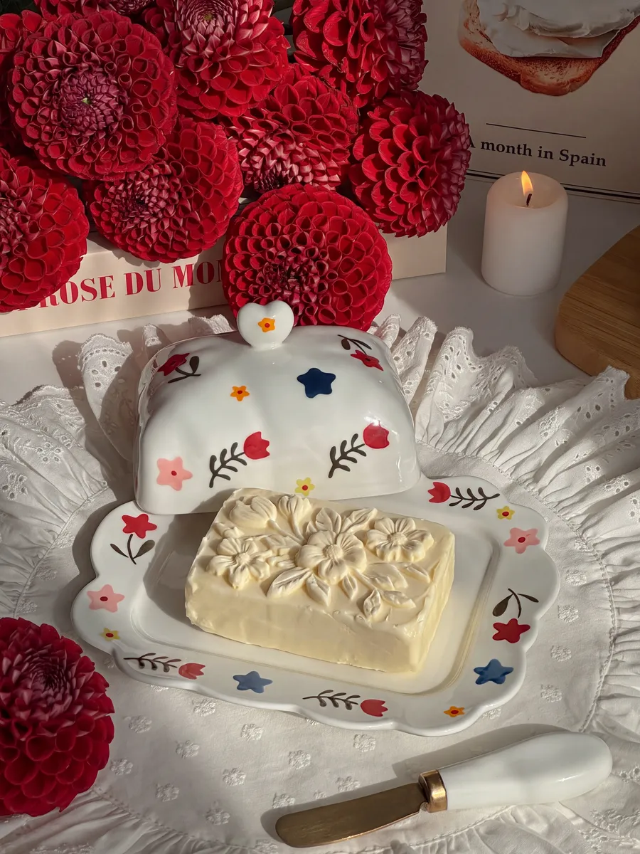 Масленка для сливочного масла, с крышкой керамическая