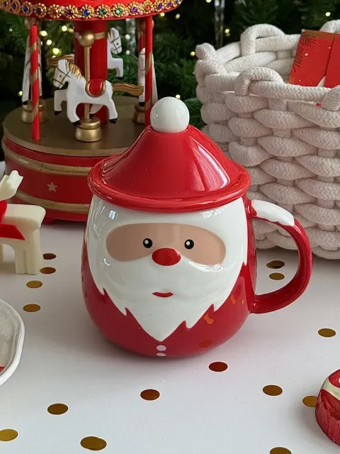 Кружка новогодняя, кружка Новый год, кружка с крышкой
