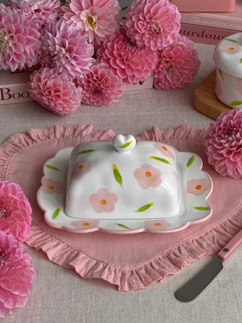 Масленка для сливочного масла, с крышкой керамическая