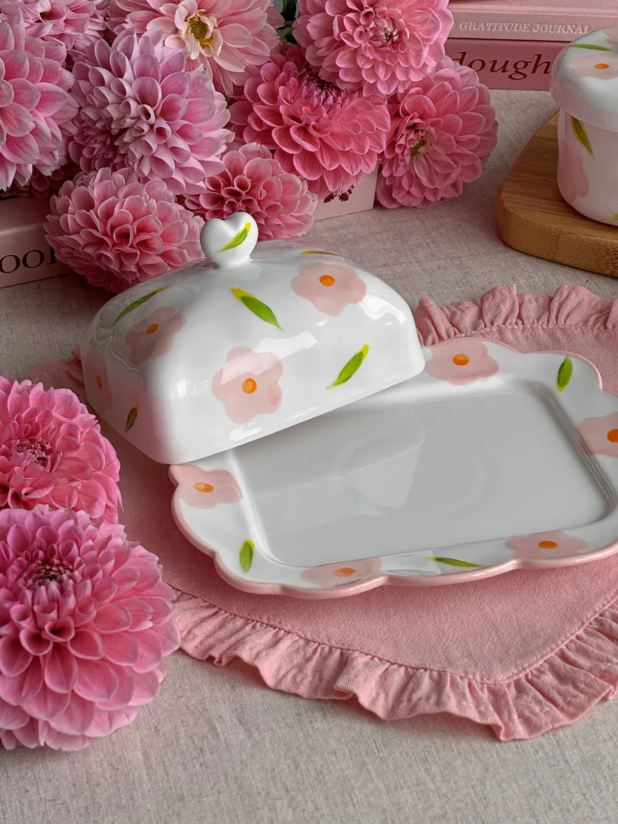 Масленка для сливочного масла, с крышкой керамическая