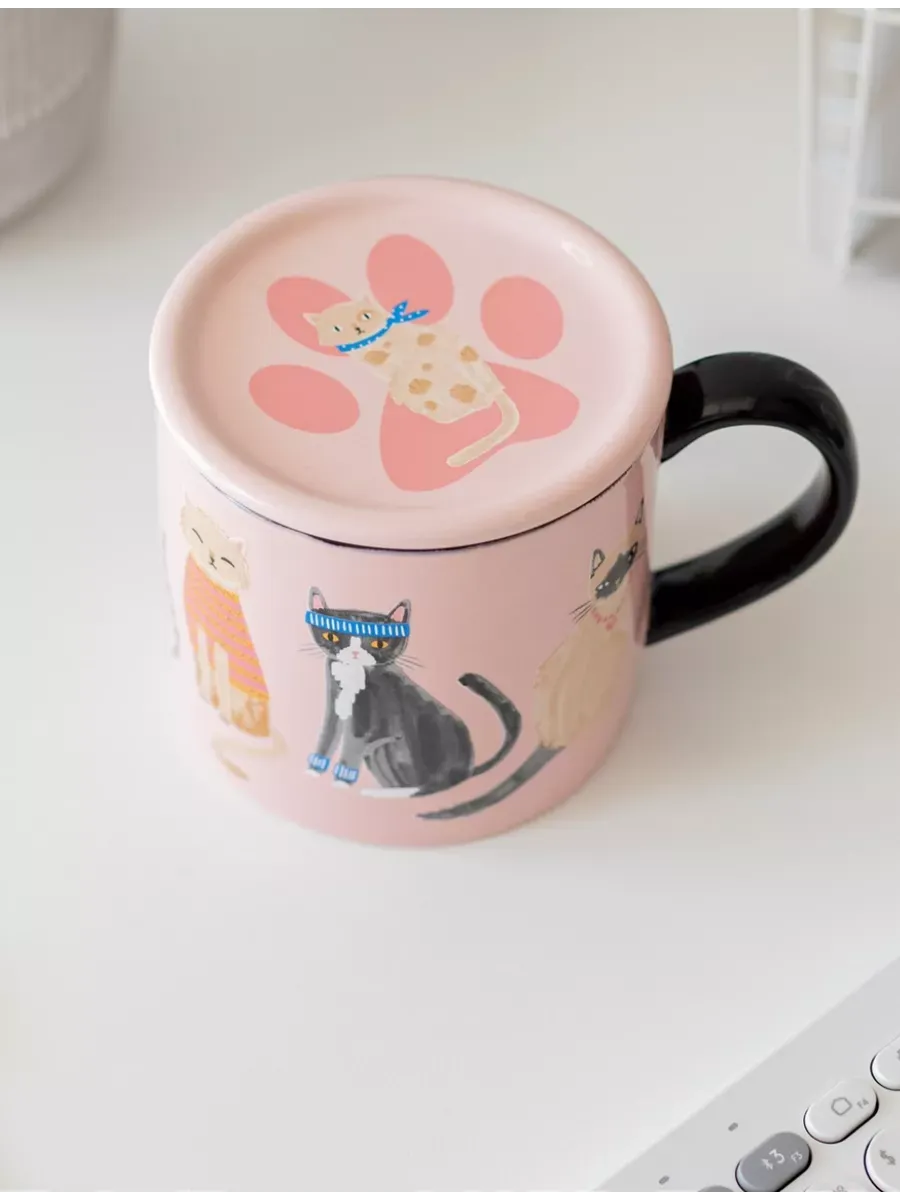 Кружка с котиком, керамическая для чая кофе чашка